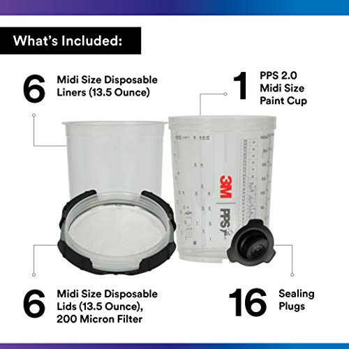 3M PPS 2.0 Paint Spray Gun System Starter Kit with Cup,Lids and Liners,26170,13.5 Ounces,200-micron Filter,Use for Cars,Furniture,Home & more,1 Paint Cup,6 Disposable Lids and Liners,16 Sealing Plugs | The Storepaperoomates Retail Market - Fast Affordable Shopping