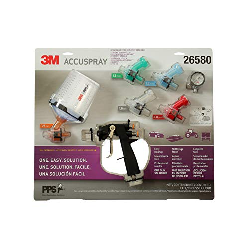 3M Accuspray Paint Spray Gun System with PPS 2.0, 26580, Standard, 22 Ounces, Use for Cars, Furniture, Cabinets and More, 1 Paint Gun,1 Paint Cup,5 Disposable Lids and Liners,5 Nozzles,3 Sealing Plugs