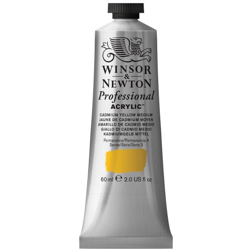 Winsor & Newton Professional Acrylic Color, 60ml (2.0oz) tube, Cadmium Yellow Medium