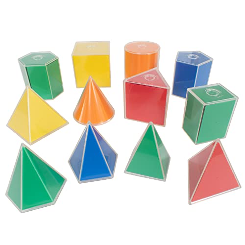 Edxeducation 2D3D Geometric Solids – Set of 24-12 Multicolored Shapes, 12 2D Nets and Activity Guide – Early Math Manipulative and Geometry for Kids