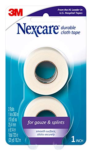 Nexcare Durapore Durable Cloth Tape, From the #1 Leader in U.S. Hospital Tapes, 1 Inch X 10 Yards, 2 Rolls
