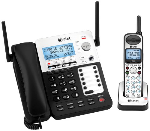 AT&T SB67118 DECT 6.0 Corded/Cordless Phone, Black/Silver, 1 Base and 1 Handset