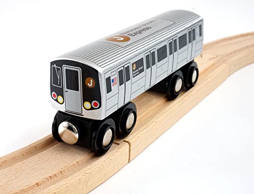 MUNI PALS Munipals New York City Subway Wooden Railway (B Division) J Train/Nassau Street Express–Child Safe and Tested Wood Toy Train