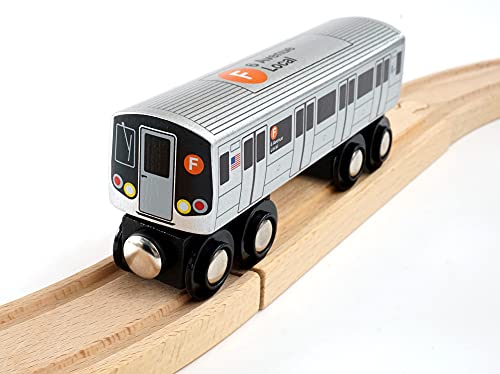 MUNI PALS Munipals New York City Subway Wooden Railway (B Division) F Train/6 Avenue Local–Child Safe and Tested Wood Toy Train