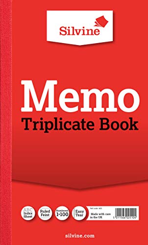Silvine Triplicate Memo Book – Numbered 1-100 with Index Sheet (210 x 127mm)