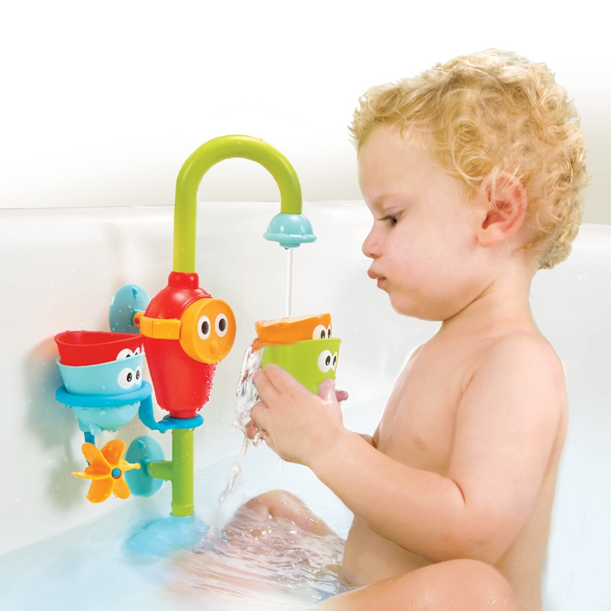 Yookidoo Toddler Bath Toy – Flow N Fill Spout – Three Stackable Play Cups and Water Spray Spout for Kids Bathtime Fun | The Storepaperoomates Retail Market - Fast Affordable Shopping