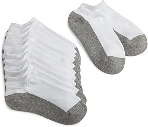 Jefferies Socks Big Boys’ Seamless Toe Athletic Low Cut 6-pack, White/Grey, 8-9