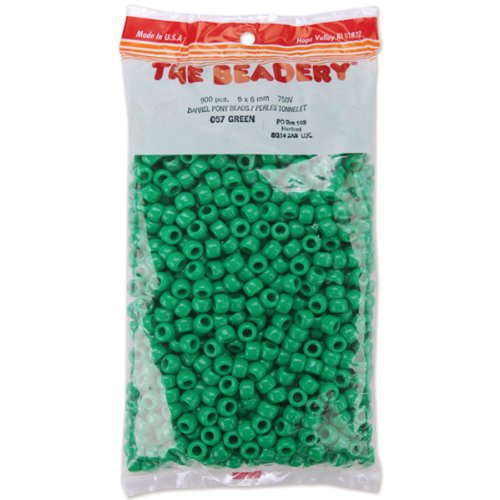 The Beadery 6 by 9mm Barrel Pony Bead, Green, 900-Pieces