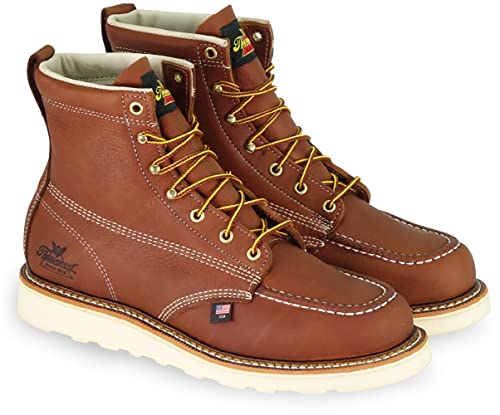 Thorogood American Heritage 6” Moc Toe Work Boots For Men – Premium Breathable Non-Safety Toe Leather Boots with Slip-Resistant MAXWear Wedge Outsole; ASTM Rated, Tobacco Oil-Tanned – 11.5 D US