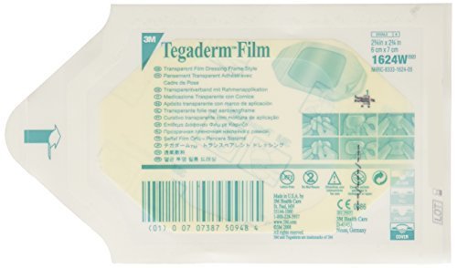 3M Tegaderm Transparent Film Dressing, Picture Frame Style, with Label, 2-3/8″ x 2-3/4″ – Pack of 20