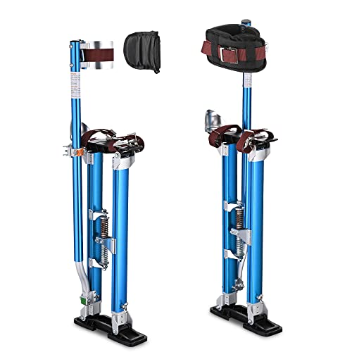 Yescom Drywall Stilts 24″-40″ Adjustable Aluminum Tool Stilt with Knee Pads Protection for Painting Painter Taping Blue