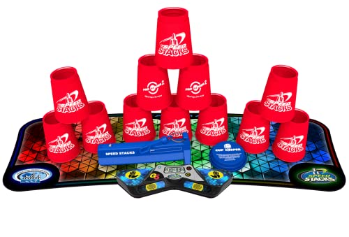 Speed Stacks | Sport Stacking Pro Competitor, Pro Series 2, Red – 12 Cups, pro Holding stem, with G5 Timer and mat | WSSA Approved