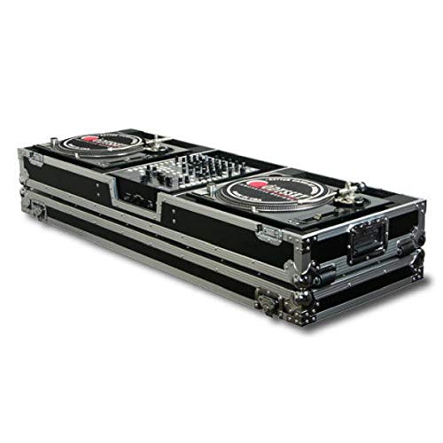 Odyssey FZDJ12W Flight Zone Ata Dj Coffin with Wheels for A 12″ Mixer & Two Turntables in Standard Position, Black