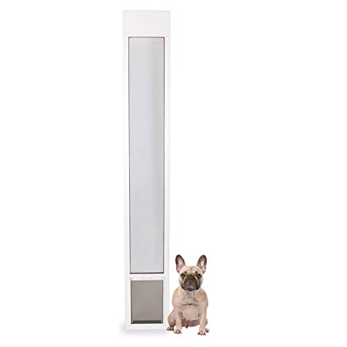 PetSafe 1-Piece Sliding Glass Pet Door for Dogs & Cats – Adjustable Height 75 7/8″ to 80 11/16″-Medium, White, No-Cut DIY Install Aluminum Patio Panel Insert,Great for Renters or Seasonal Installation
