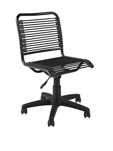 Euro Style Bungie Low Back Adjustable Office Chair, Black Bungies with Graphite Black Frame