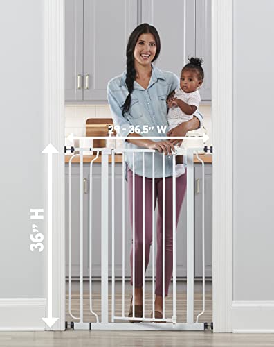 Regalo Easy Step 36″ Extra Tall Walk Thru Baby Gate, Includes 4-Inch Extension Kit, 4 Pack of Pressure Mount Kit and 4 Pack Wall Cups and Mounting Kit, Pack of 1