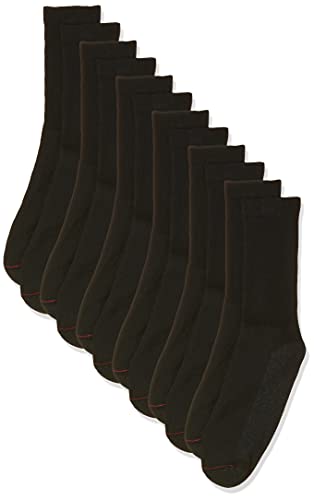 Hanes mens Double Tough Crew 6-pair Pack, Available in Big & Tall Casual Sock, Black, 6 12 US