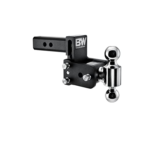 B&W Trailer Hitches Tow & Stow Adjustable Trailer Hitch Ball Mount – Fits 2″ Receiver, Dual Ball (1-7/8″ x 2″), 3″ Drop, 10,000 GTW – TS10035B