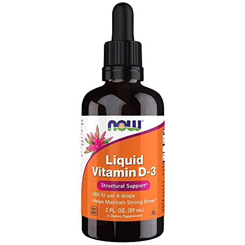 NOW Supplements, Liquid Vitamin D-3, Strong Bones*, Structural Support*, 2-Ounce