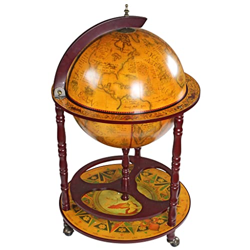 Design Toscano Sixteenth-Century Italian Replica Globe Bar Cart Cabinet on Wheels, 38″, Sepia Finish