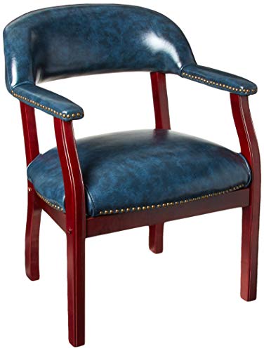 Boss Office Products Ivy Leauge Vinyl Executive Catain’s Chair in Blue