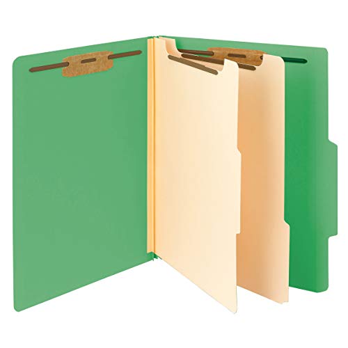 Smead Classification File Folder, 2 Dividers, 2″ Expansion, 2/5-Cut Tab, Letter Size, Green, 10 per Box (14002)