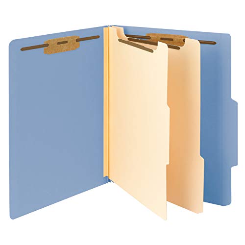 Smead Classification File Folder, 2 Dividers, 2″ Expansion, 2/5-Cut Tab, Letter Size, Blue, 10 per Box (14001)