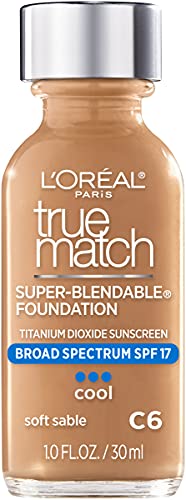 L’Oreal Paris Makeup True Match Super-Blendable Liquid Foundation, Soft Sable C6, 1 Fl Oz,1 Count
