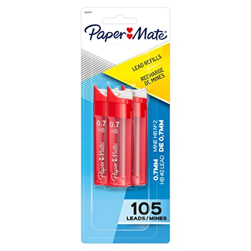 Paper Mate 66401PP Mechanical Pencil Refills, 0.7mm, HB #2, 105 Count