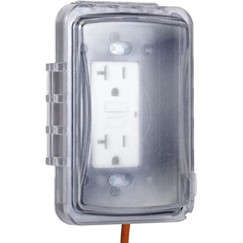 TayMac MM110C Weatherproof Single Outlet Outdoor Receptacle Cover, 5/8 Inches Deep, Clear