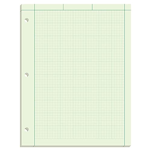 TOPS Engineering Computation Pad, 8-1/2″ x 11″, Glue Top, 5 x 5 Graph Rule on Back, Green Tint Paper, 3-Hole Punched, 100 Sheets (35500)