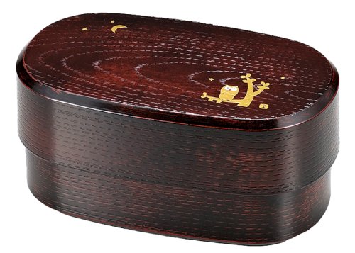 HAKOYA Range Club 51120 Men’s Oval Wood Grain Bento Box, Tochi-Wood Owl
