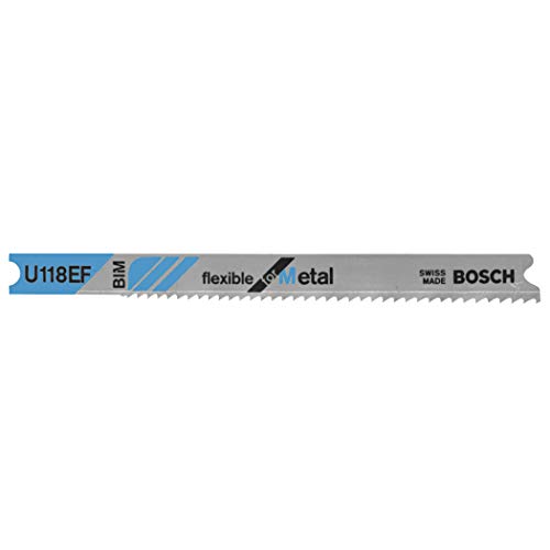 BOSCH U118EF 5-Piece 3-1/8 In. 14-18 Progressive TPI Flexible for Metal U-shank Jig Saw Blades