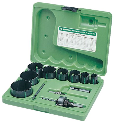 Greenlee Electrician/Plumber Hole Saw Kit, 13 Pcs, Sizes 3/4″ – 2-1/2″ (891)