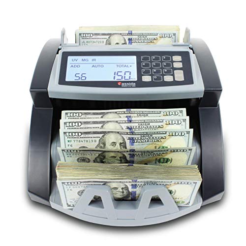 Cassida 5520 UV/MG – USA Money Counter with ValuCount, UV/MG/IR Counterfeit Detection, Add and Batch Modes – Large LCD Display & Fast Counting Speed 1,300 Notes/Minute