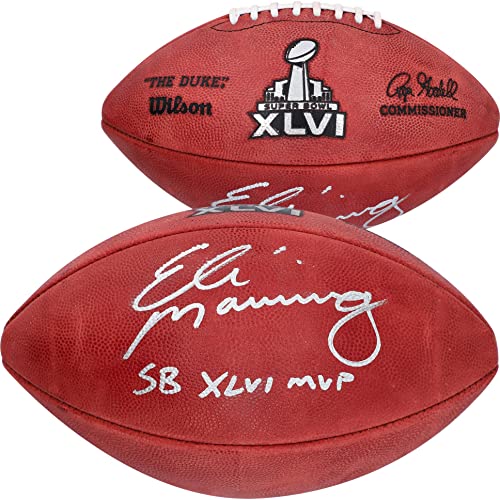 New York Giants Eli Manning Super Bowl XLVI Autographed ProFootball with “2X SB MVP” Inscription – Autographed Footballs