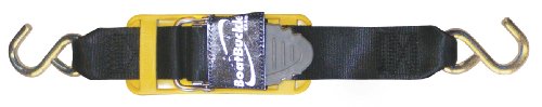 BoatBuckle Pro Series Kwik-Lok Transom Tie-Down (2-Inch x 4-Feet, Black), Pack of 2