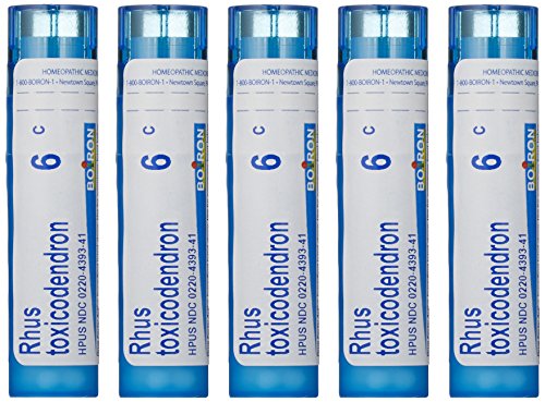 Boiron Rhus Toxicodendron 6C, 5-Pack of 80 Pellet Tubes, Homeopathic Medicine for Joint Pain,