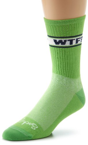 SockGuy Men’s WTF Socks, Green, Sock Size:10-13/Shoe Size: 6-12