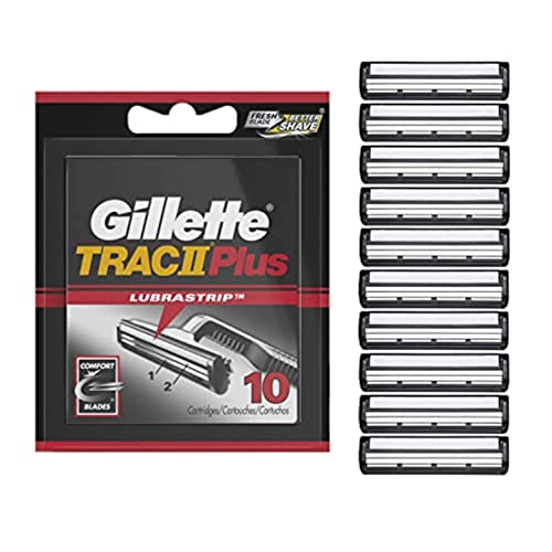 Gillette TRAC II Plus Mens Razor Blade Refills, 10 Count, Delivers a Clean, Close Shave