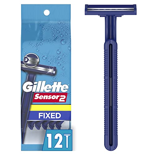 Gillette Sensor2 Men’s Disposable Razor, 12 Count (Pack of 3), Blue
