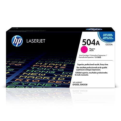 HP 504A Magenta Toner Cartridge | Works with HP Color LaserJet CM3530, CP3525 Series | CE253A