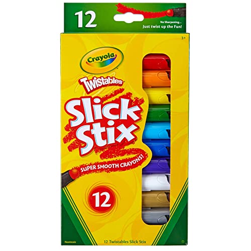 Crayola Twistables Slick Stix Crayons, 12 Count, Oil Pastel Alternative, Ages 3 & Up, Assorted