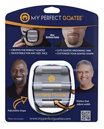 Mens Goatee Shaving Template – Create a Perfectly Shaped Goatee Every Time – Adjustable Reduces Shaving Time – Shape Van Dyke, Goatee and Circle Bead (Version 1.1)