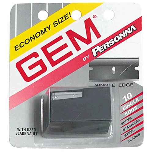 Gem Personnal Single Edge Stainless Steel Blades with Used Blade Vault, 10-Count Packages (Pack of 4)