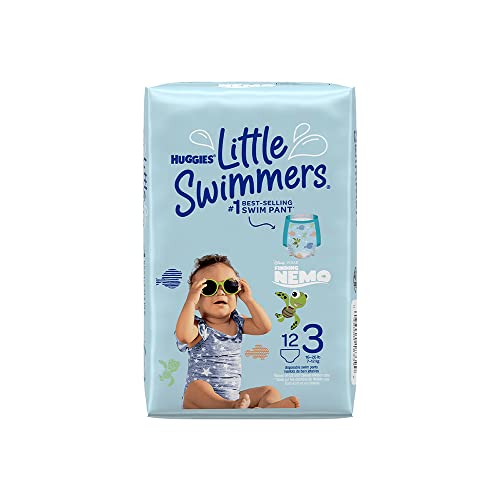 Huggies Little Swimmers Disposable Swim Diapers, Swimpants, Size 3 Small (16-26 lb.), 12 Ct. (Packaging May Vary)