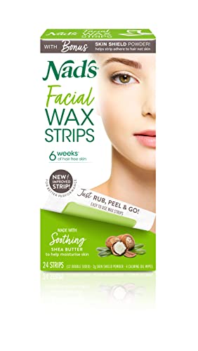 Nad’s Facial Wax Strips, Fragrance free, 24 Count (Pack of 2)