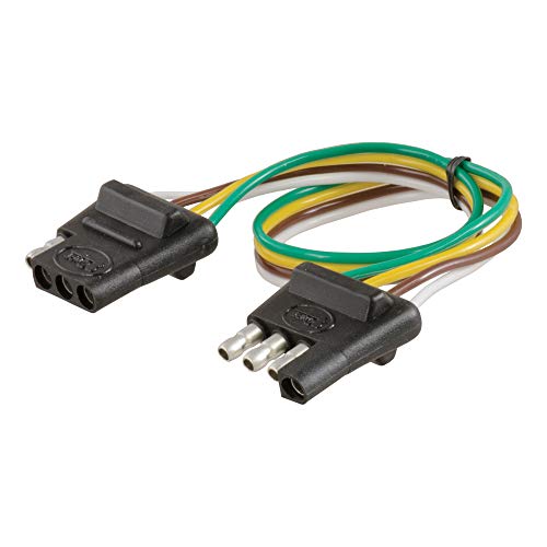 CURT 58380 Vehicle-Side and Trailer-Side 4-Pin Flat Wiring Harness with 12-Inch Wires