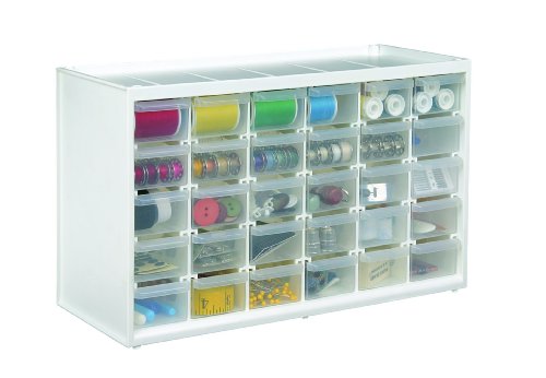 ArtBin 6830PC Store-In-Drawer Cabinets – Wall Mountable Storage Cabinet with 30 Drawers, Art & Craft Organizer, Clear/White