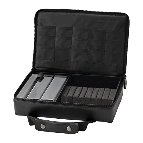 Casemaster The Pro Leatherette Dart Case with Leather-Like Exterior Covering, Holds 9 Steel Tip or Soft Tip Darts with 15 Built-in Pockets for Accessories and Plastic Tubes and Containers for Even More